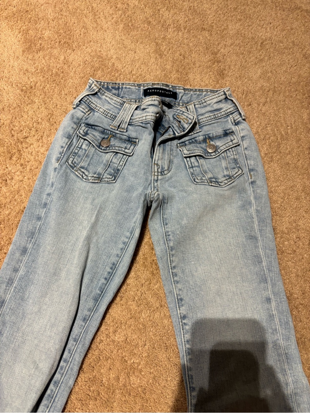 Aeropostale Light Blue Skinny Jeans with Front Flap Pockets